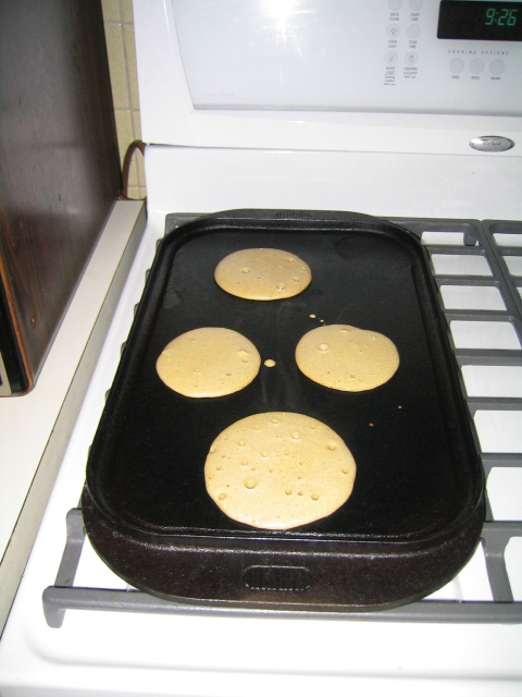 griddle with freshly poured batter