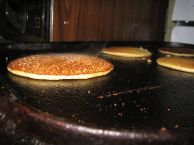 pancakes on the griddle