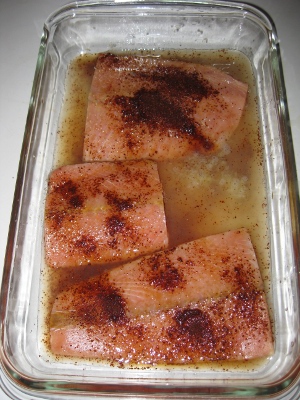 salmon marinating