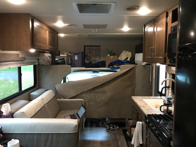 After a few days at a campsite, a motorhome starts to look “lived in”
