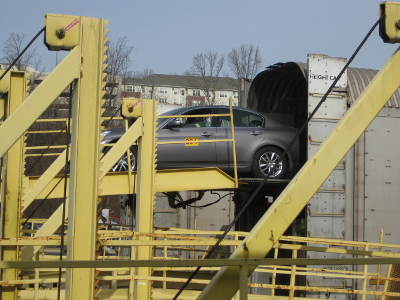 car being unloaded from Auto Train